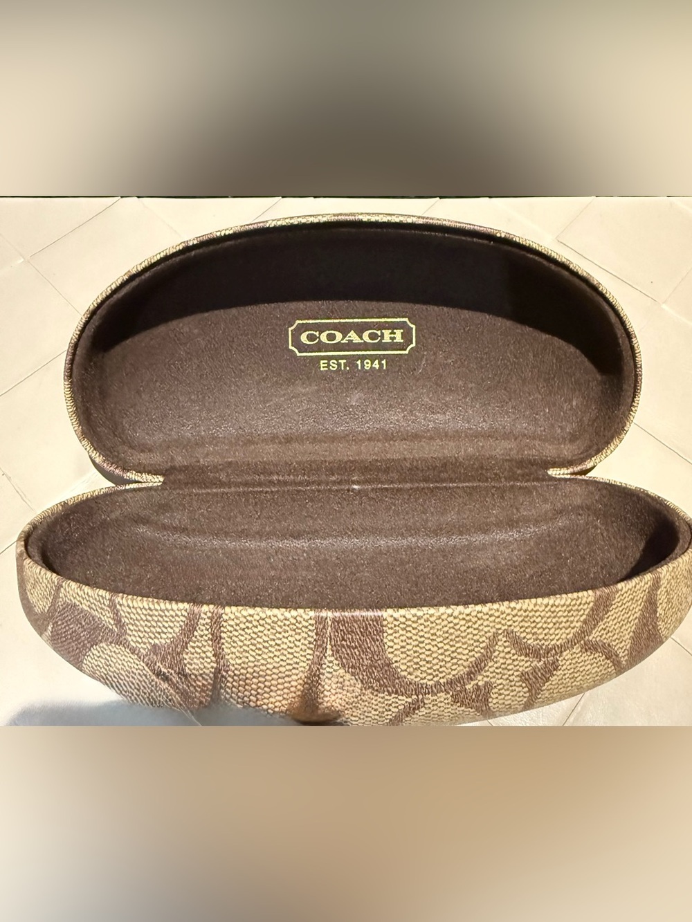 Coach Brown Signature Pattern Sunglasses Case